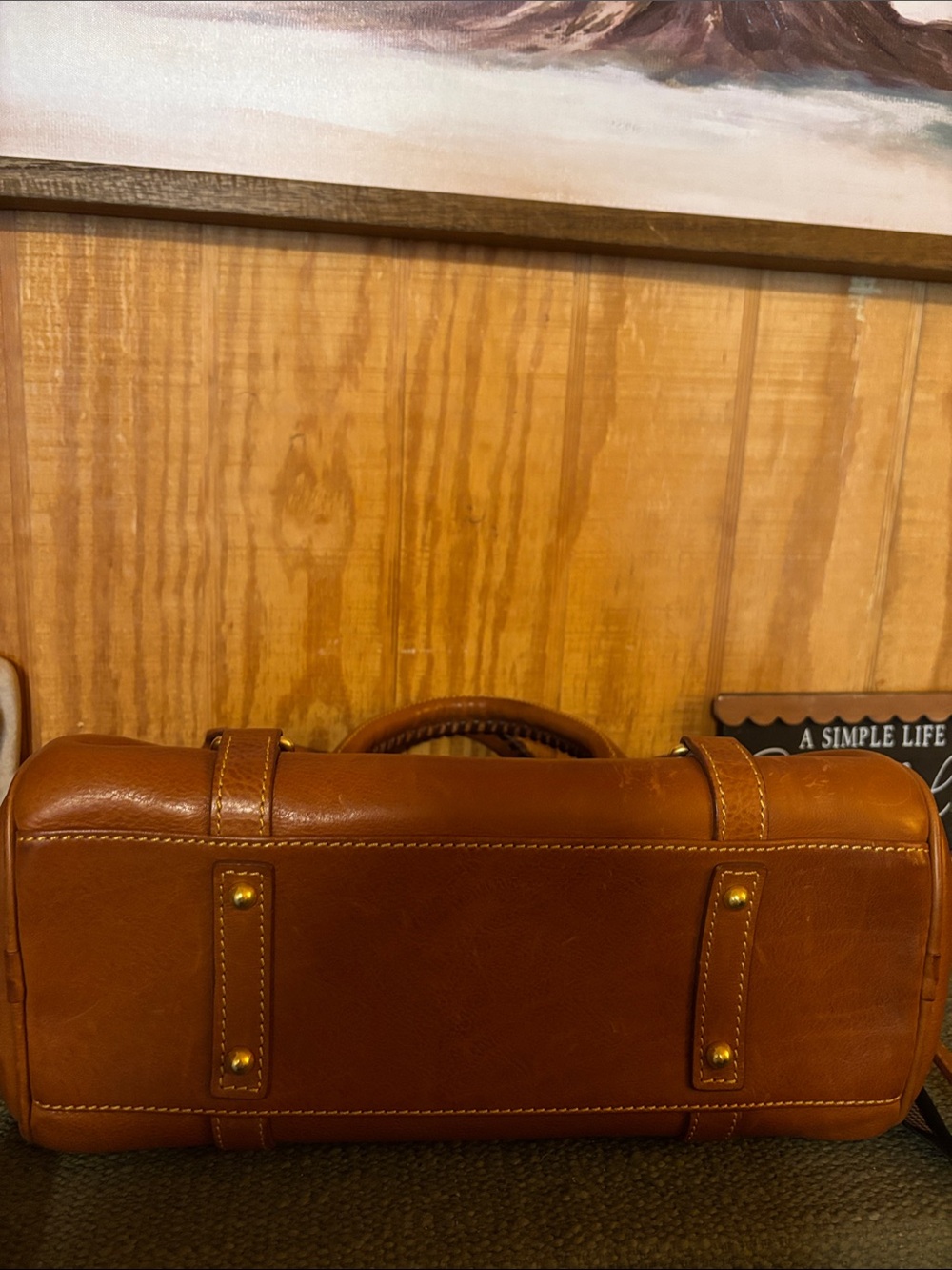 Dooney & Bourke leather tan handbag with Chain Accents & charms. - Picture 5 of 5